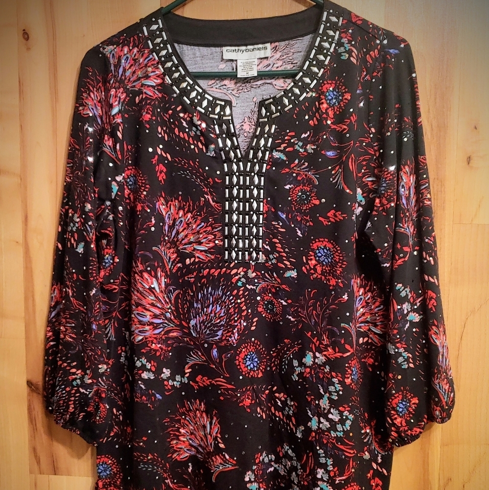 Cathy Daniels Womens M Embellished Top